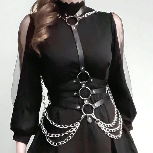 Women Trend Punk Belt Fashion Leather Waist Belt Female Street Style Decoration Body Chain Belt Gothic Clothing Accessories