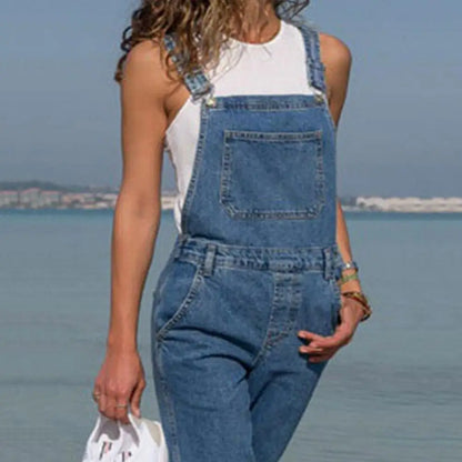 Denim Overalls with Pockets Distressed Denim Overalls Stylish Plus Size Denim Jumpsuit with Adjustable Straps Side Pockets Badiee Stylez