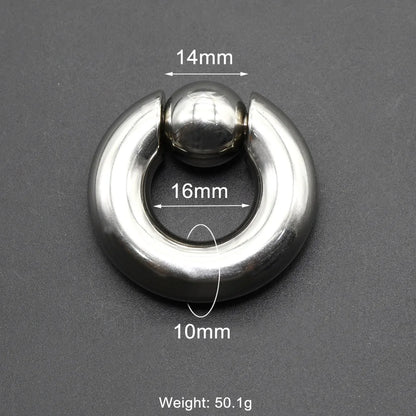 1Pc Large Gauges Stainless Steel CAPTIVE SPRING BEAD RING for Septum Piercing BCR Nose Ring Hoop Expander Earlobe Earrings 00G 10x16-14mm 1 Piece