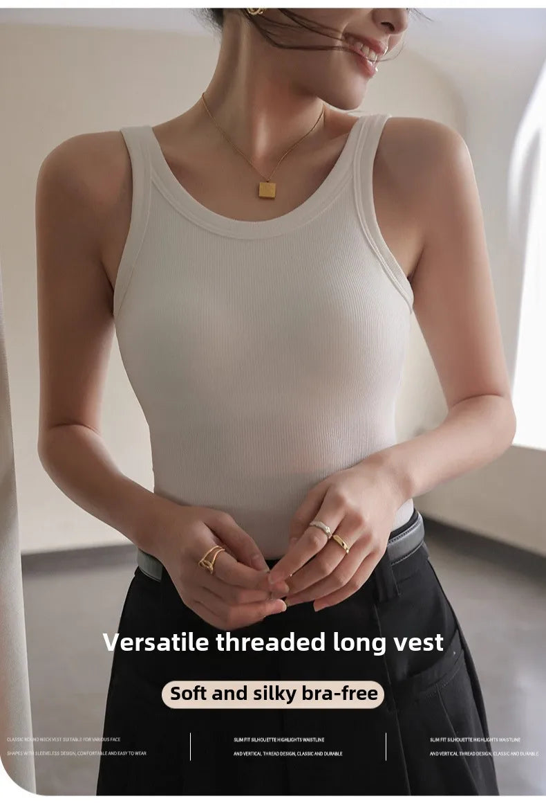 2025 Summer Women Strappy Tank Top Built-in Bra Seamless Wirefree Push Up Y2K Fashion Tube Top Innerwear Outerwear Hot Selling