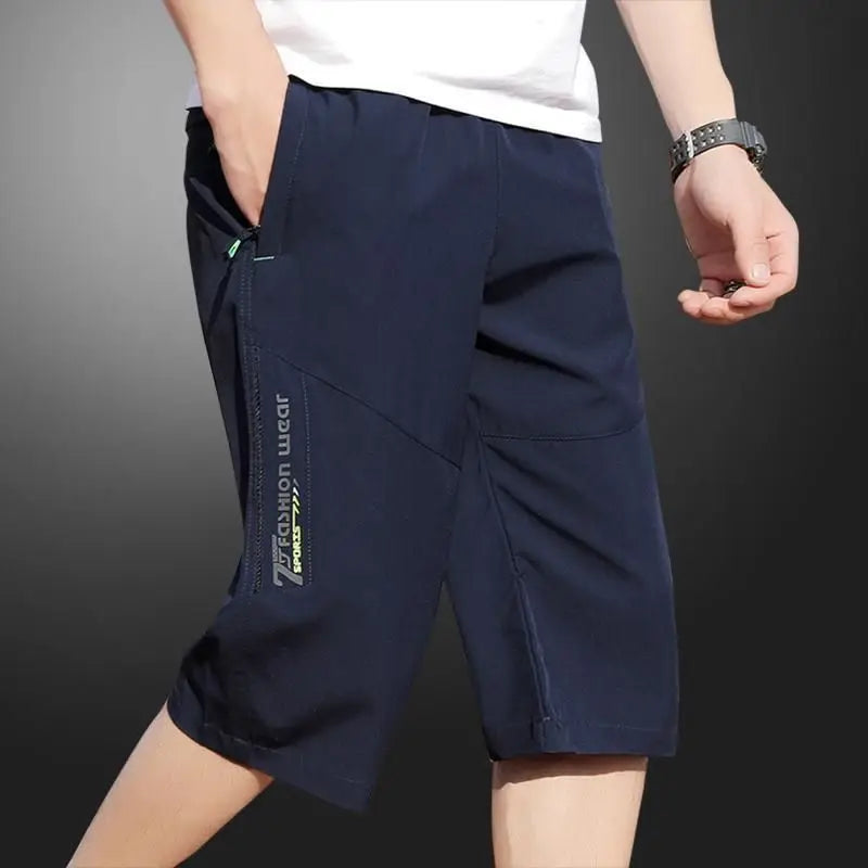 Men's work pants, knee length pants, zippered pockets, summer shorts, hiking and jogging elastic waist sportswear Badiee Stylez