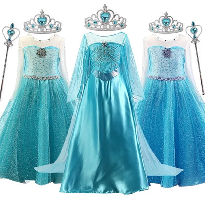 Elsa Dress for Girls 3-10Y Birthday Role Elsa Princess Dress For Kids Halloween 2024 Carnival Easter Party Cosplay Girls Costume
