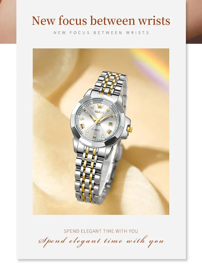 OLEVS 9931X Womens Perfume Watch Rhombic Quartz Watch Stainless Steel Waterproof Ladies Date Watch Gifts Original Elegant New