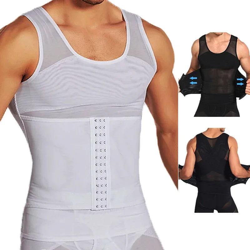 Mens Body Shaper Compression Vest Abdomen Shapewear Tummy Slimming Sheath Gynecomastia Shapers Corset Waist Trainer Fajas Tops Badiee Stylez