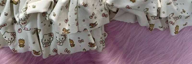 Japanese Hello Kittys Skirt Kawaii Cartoon Kittys Print Dress Y2K Girls Slim-Fit Cake Skirt Women's Sexy Strapless Dresses Gift