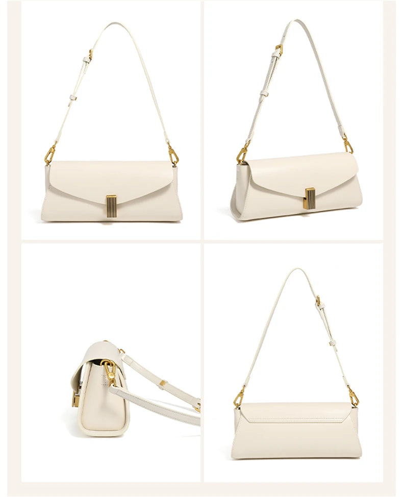 Toptrends Genuine Leather Underarm Shoulder Bags For Women 2025 Luxury Designer Crossbody Purses Envelope Flap Ladies Handbags