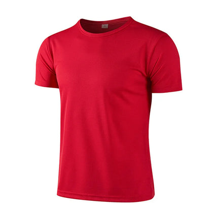 1pcs Men T-Shirts Running Shirt Boys Soccer Shirts Men's Jersey Sportswear Mens Jogging Quick Dry Compression Fitness Top clothe Red Pack of 1