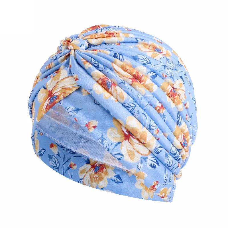 New Women Print Flower Knot Cancer Ruffle Chemo Hat Beanie scarf Turban Head Wrap Knitted Cap Hair Loss Accessories