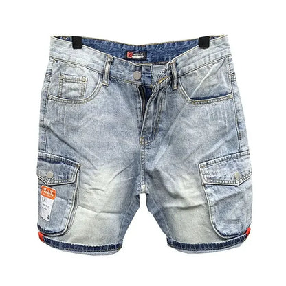 Summer 2023 New Luxury Men's Shorts Korean Style Streetwear Short Jeans with Designer Large Pockets Cargo Casual Denim Shorts