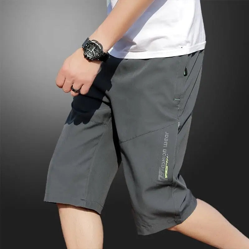 Men's work pants, knee length pants, zippered pockets, summer shorts, hiking and jogging elastic waist sportswear Badiee Stylez