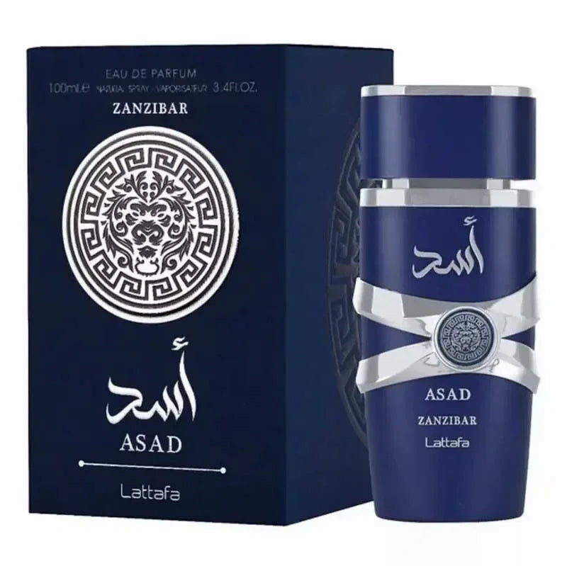 Asad Zanzibar by Lattafa for Men Eau de Parfum Spray 3.4 Oz 100 Ml Fresh, Spicy, Vanilla, Coconut,  New in Box Badiee Stylez