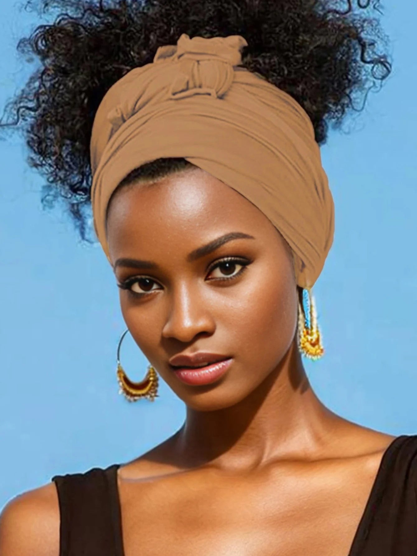 Hot selling stretch jersey turban african headband solid color super soft extra long breathable headband for women