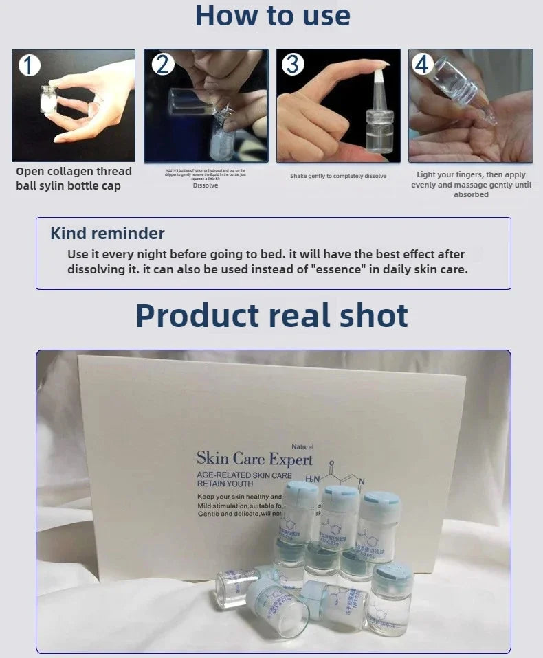 Korea Facial Hydrolyzed Silk Protein Collagen Thread Ball Serum Moisturiz Hydration Lifting Firm Fine lines Essence SkinCare