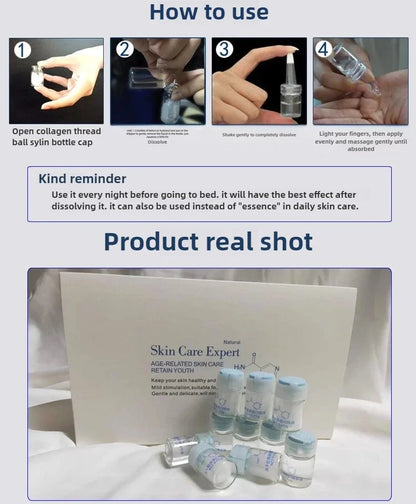 Korea Facial Hydrolyzed Silk Protein Collagen Thread Ball Serum Moisturiz Hydration Lifting Firm Fine lines Essence SkinCare