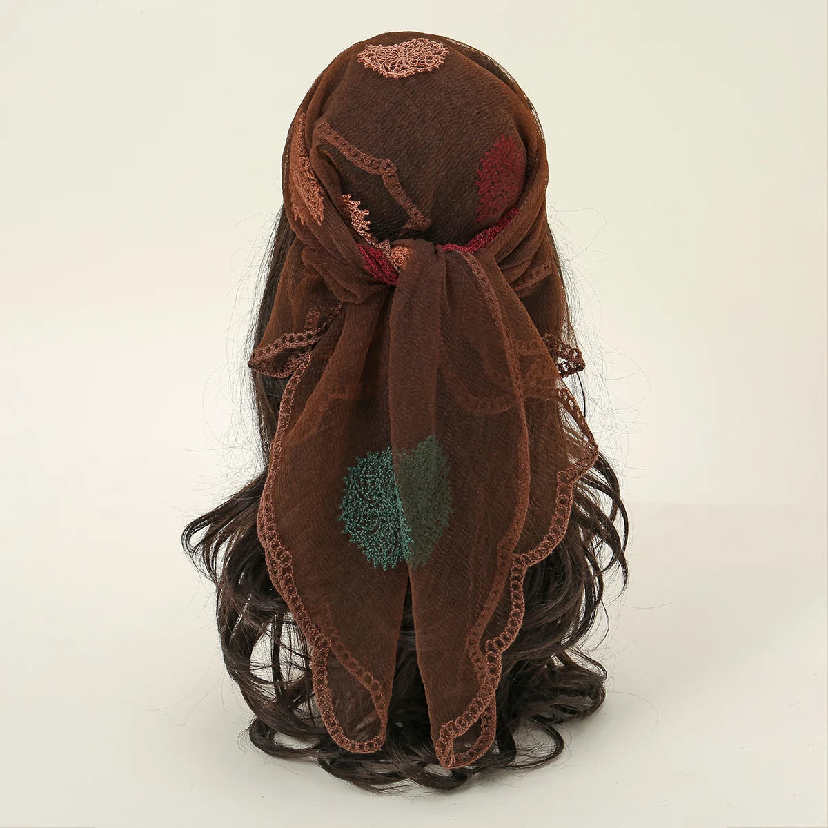 Lace Paisley Embroidery Bandana Square Scarf Elegant Breathable Silk Scarves Women Sunscreen Lightweight Shawl Headband VS628-01