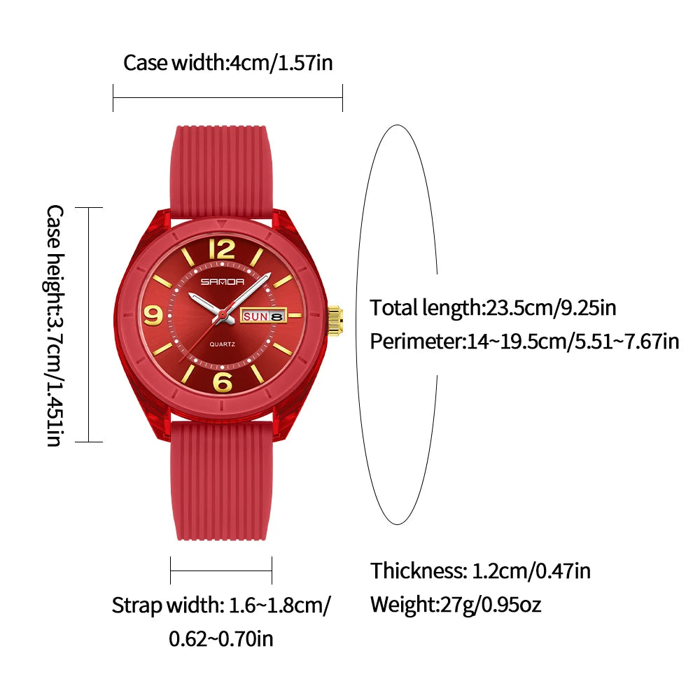 SANDA Quartz Watch for Women Waterproof Auto Date Week Elegant Luxury Ladies Wristwatch Waterproof Analog Women's Watches