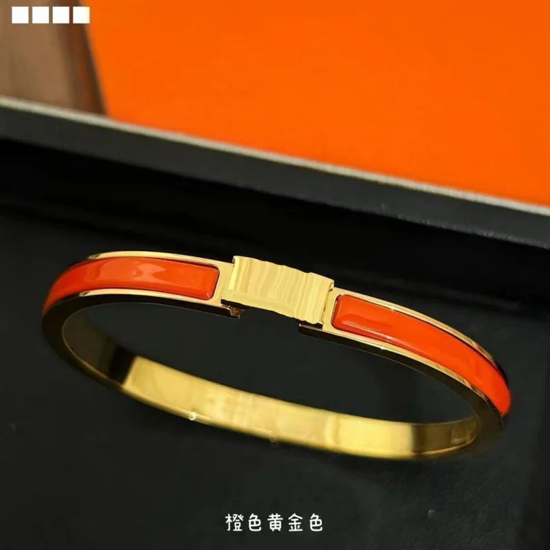 Luxury Fashion Stainless Steel Enamel Bracelet, Fashionable, Women's Festival Luxury, Colorful Jewelry Access 2025 Fashion Gold