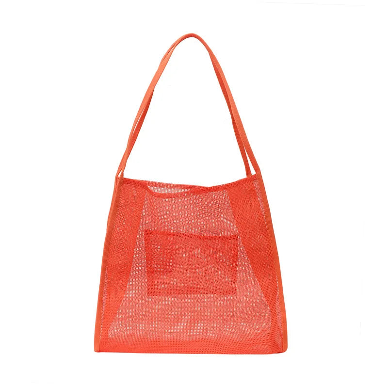 Summer Fashion Mesh Handbag Totes Hollow Out Shoulder Bags For Women Female Casual Fashion Large Capacity Shopping Pack