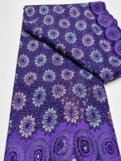 Original Austria Pure Cotton Lace Fabric 2024 High Quality Swiss Voile Embroidery Stones Lace Fabric For Women Celebration Dress A072 5码 5yard