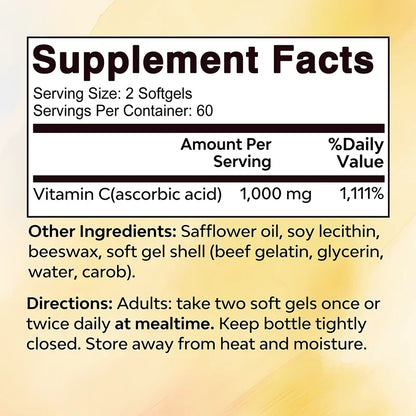 Vitamin C Softgels - Improve Immunity, Promote Nutrient Absorption, Anti-oxidation