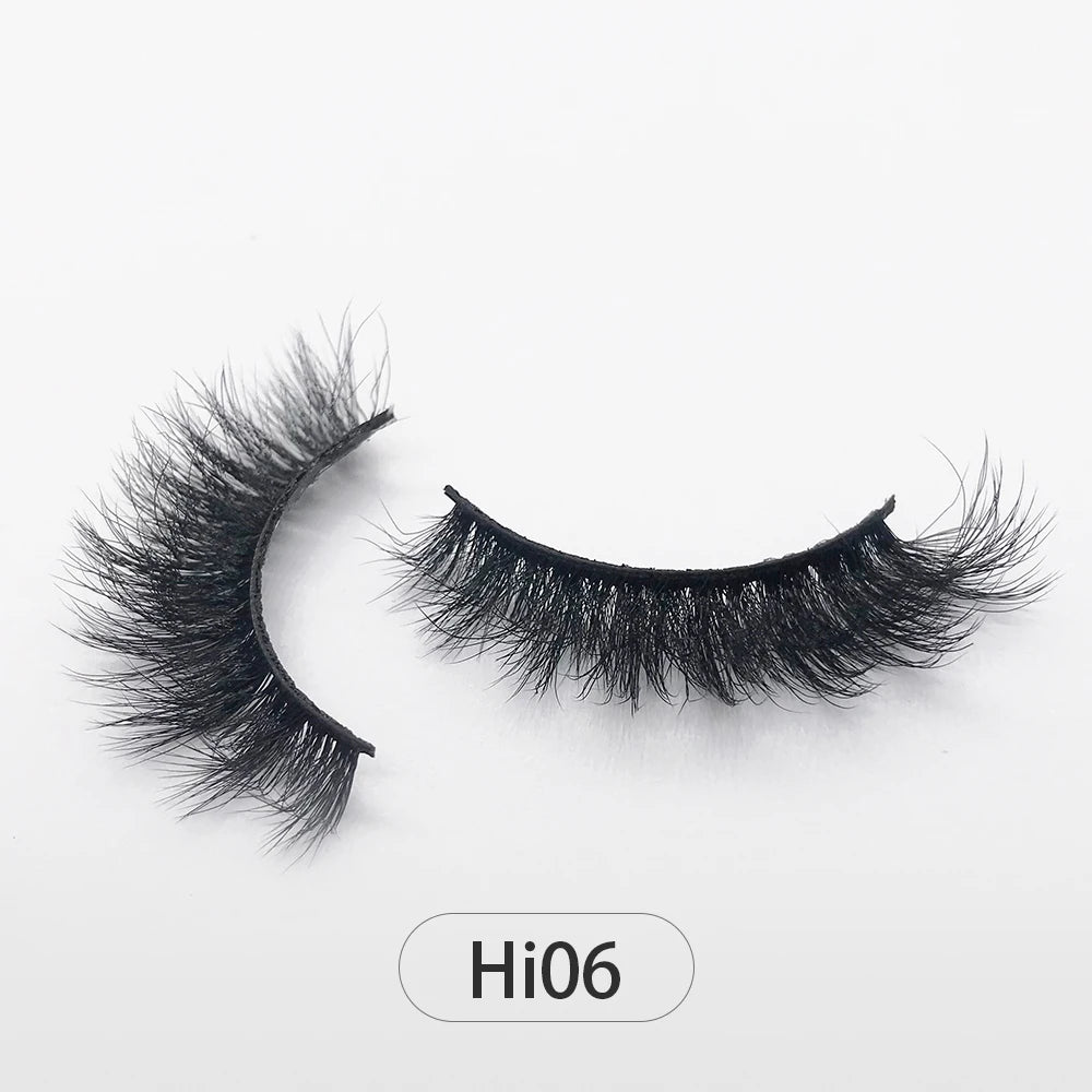 Dropshipping Reuseable Natural Long 12-15mm 3D Faux Mink Lashes Fluffy Volume False Eyelashes Cruelty Free Wispy Makeup Lashes Hi06 15mm CHINA