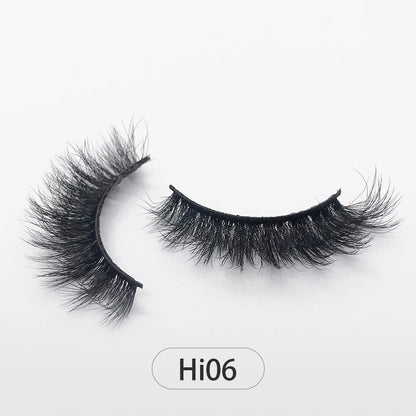 Dropshipping Reuseable Natural Long 12-15mm 3D Faux Mink Lashes Fluffy Volume False Eyelashes Cruelty Free Wispy Makeup Lashes Hi06 15mm CHINA