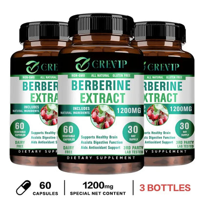 Berberine Extract - Supports Digestive System, Antioxidant, Enhances Cognitive Processes 60 Capsule-3bottles