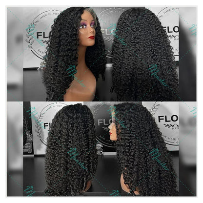 300% Density Burmese Curly Human Hair Wigs 13x4 13x6 HD Full Lace Frontal Wig 100% Human Hair Wigs with Spiral End Natural Black Badiee Stylez