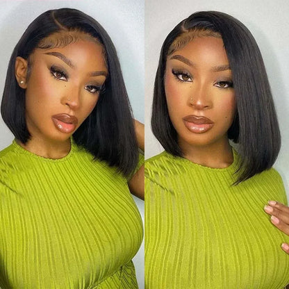 Bone Straight Bob Wig Human Hair 13x4 Lace Wigs Transparent Lace Human Hair Short Wig Pre Plucked 200% Density For Women Badiee Stylez