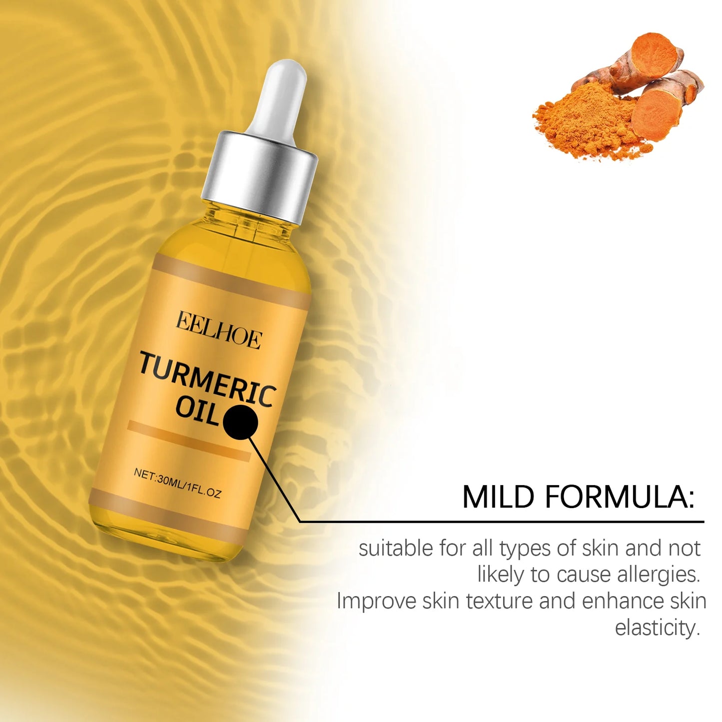 Turmeric Facial Oil Lightening Face Moisturizing & Skin Repair Smooth Deep Moisturizing Brightening Skin Care Essence Oil