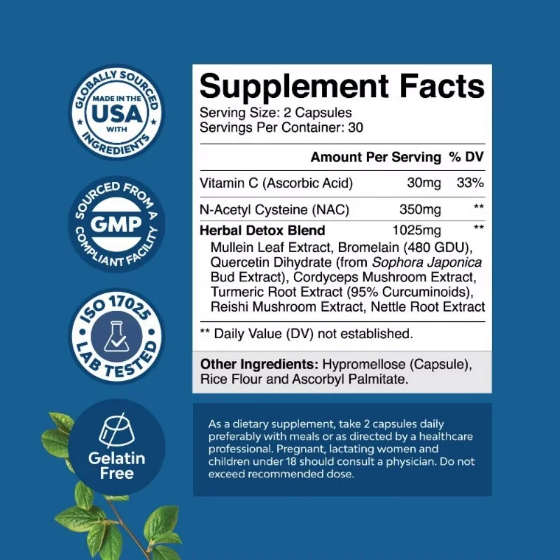 Vitamin C Supplement, Turmeric Root, Cordyceps Extract, Respiratory Supplement, Sinus Immune Support, 60 Capsules