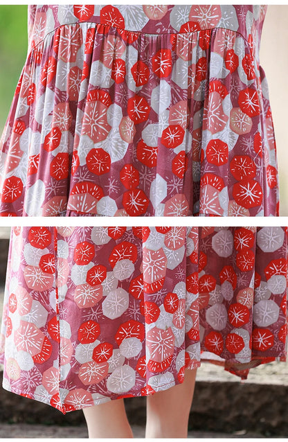 New Fashion Casual 2025 Summer Elegant Dresses For Women O-Neck Print Vintage Sleeveless Dress Loose Women Clothing