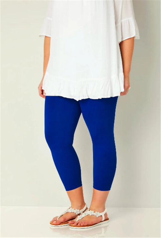 Women Capris Plus Size Curve Cropped Leggings Ultra Strech White Blue Orange Black Stretchy Work Out Leggings 2X 3X