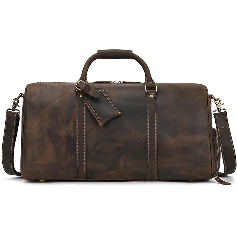 Luxury Genuine Leather Men Women Travel Bag Cow Leather Carry On Luggage Bag Travel Shoulder Bag Male Female Weekend Duffle Bag