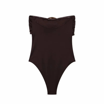 MUJER Off Shoulder Black Woman Body Sleeveless Tight Bodysuit Lingerie Sexy Backless Bodysuit Women Summer One Pieces Swimsuit