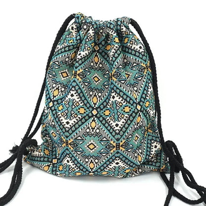 2025 Women Fabric Backpack Female Gypsy Bohemian Boho Chic Aztec Ibiza Tribal Ethnic Cottage Soft Brown Drawstring Rucksack Bags No 21