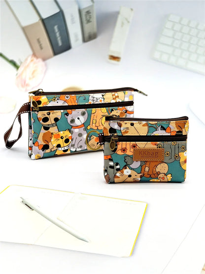 Polyester Waterproof Women's Coin Bag Ladies Organizer Wallet Female Phone Purse Money Pouch Clutch Handbag Carteira for Girls 2Pcs A3 B3