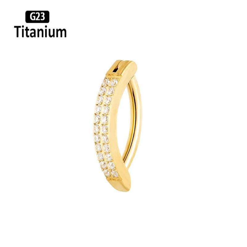 G23 Titanium Piercing 14G Belly CZ Button Ring Reverse Curved Navel Ring Women Bar Length Barbell Piercing Body Jewelry Earrings Golden Button Ring 1