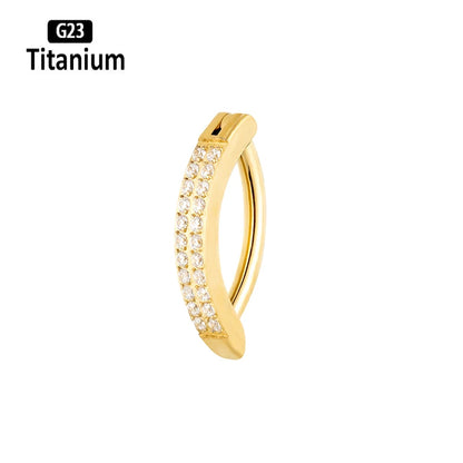 G23 Titanium Piercing 14G Belly CZ Button Ring Reverse Curved Navel Ring Women Bar Length Barbell Piercing Body Jewelry Earrings Golden Button Ring 1