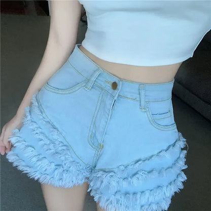 Female Short Jeans Pants High Waist Blue Women's Denim Shorts Classic Kpop Normal 2000s Clothes Y2k for Summer Jorts XL Outfits