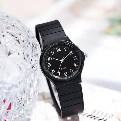 Casual Exam Watch Silicone Strap Simple Women Watch Student Ladies Quartz Wristwatch Waterproof Round Small Dial Clock for Girls
