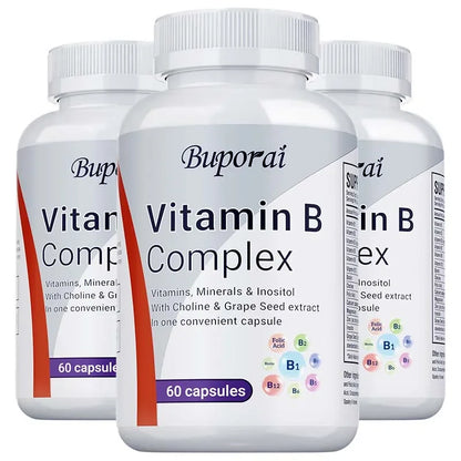 Vitamin B Complex - Supports The Immune System, Promotes Brain and Nervous System Health, and Helps Maintain A Healthy Mood 60 Capsule-3bottles