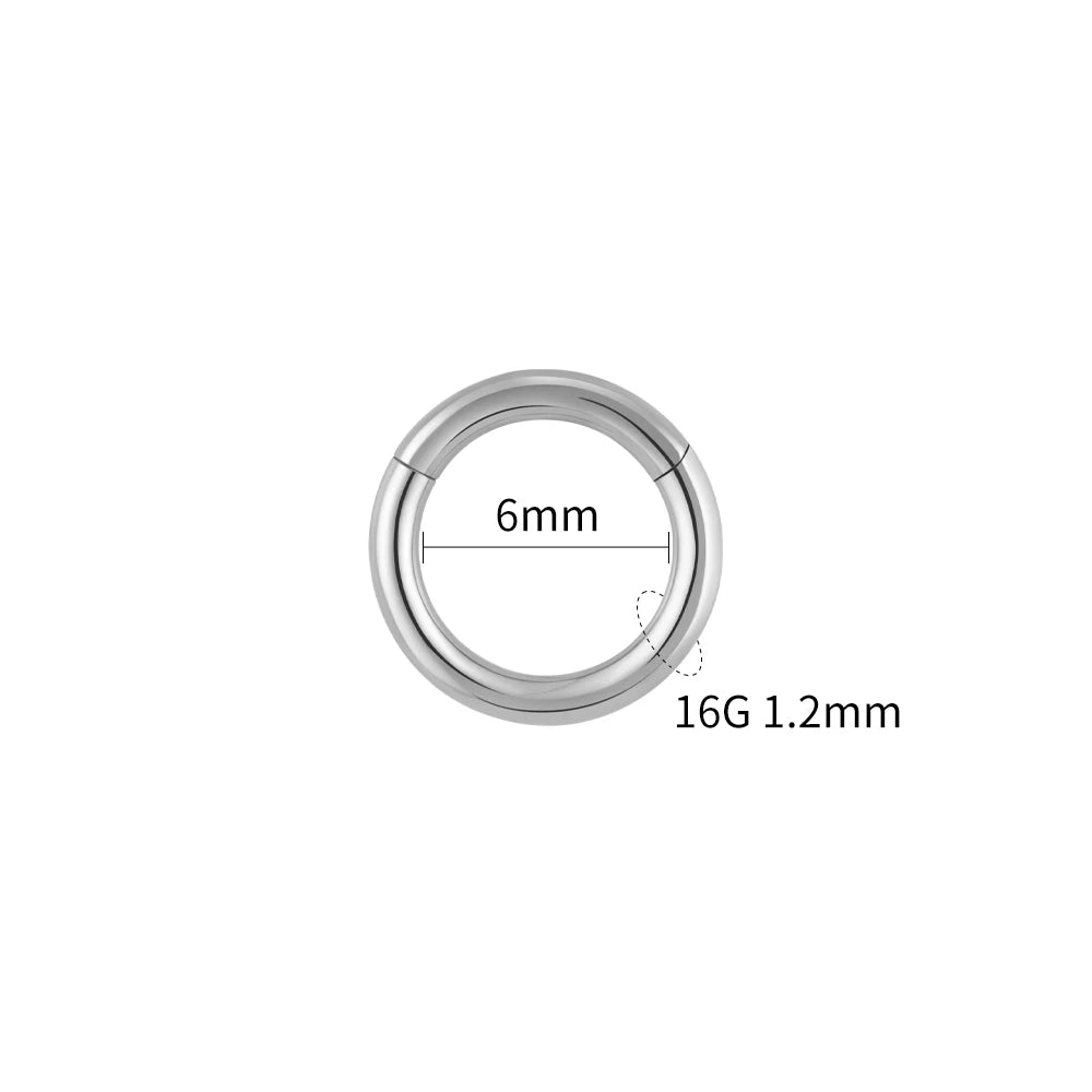 Right Grand ASTM F136 Titanium Hinged Hoop Nose Rings 20G 18G 16G Septum Ring Body Piercing Jewelry Helix Cartilage Rook Earring Titanium 1.2x6mm