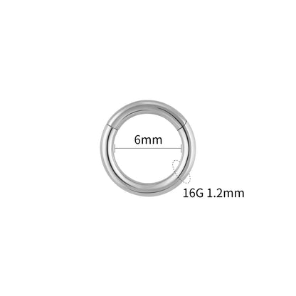 Right Grand ASTM F136 Titanium Hinged Hoop Nose Rings 20G 18G 16G Septum Ring Body Piercing Jewelry Helix Cartilage Rook Earring Titanium 1.2x6mm