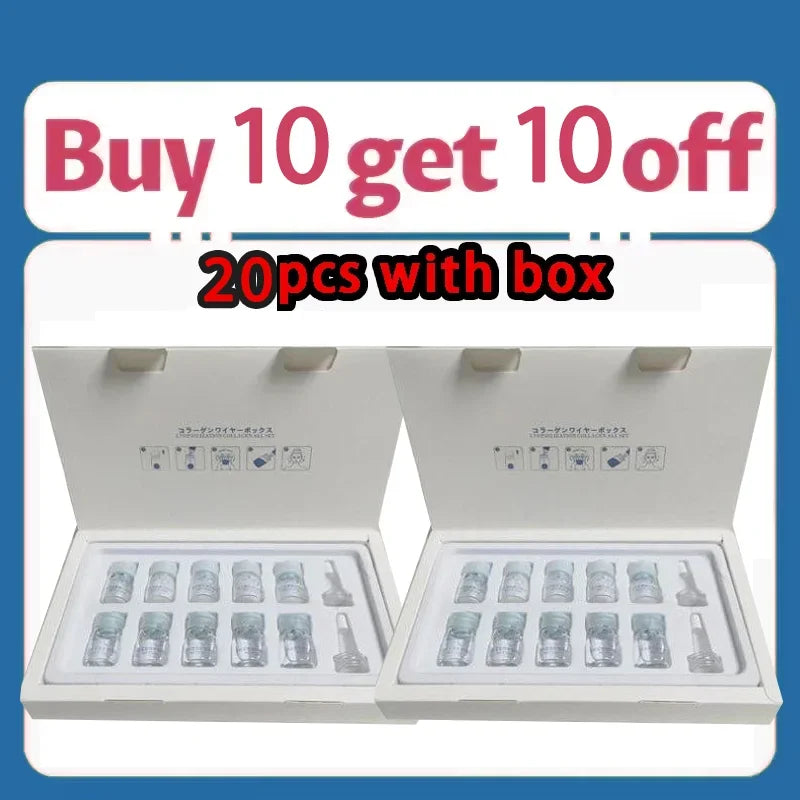 Korea Facial Hydrolyzed Silk Protein Collagen Thread Ball Serum Moisturiz Hydration Lifting Firm Fine lines Essence SkinCare 20bottle(with box)