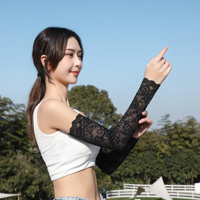 Summer Ice Silk Sleeves, Sunscreen Women's Gloves, UV Protection, Driving Dance, Long Arm Protection Sleeves