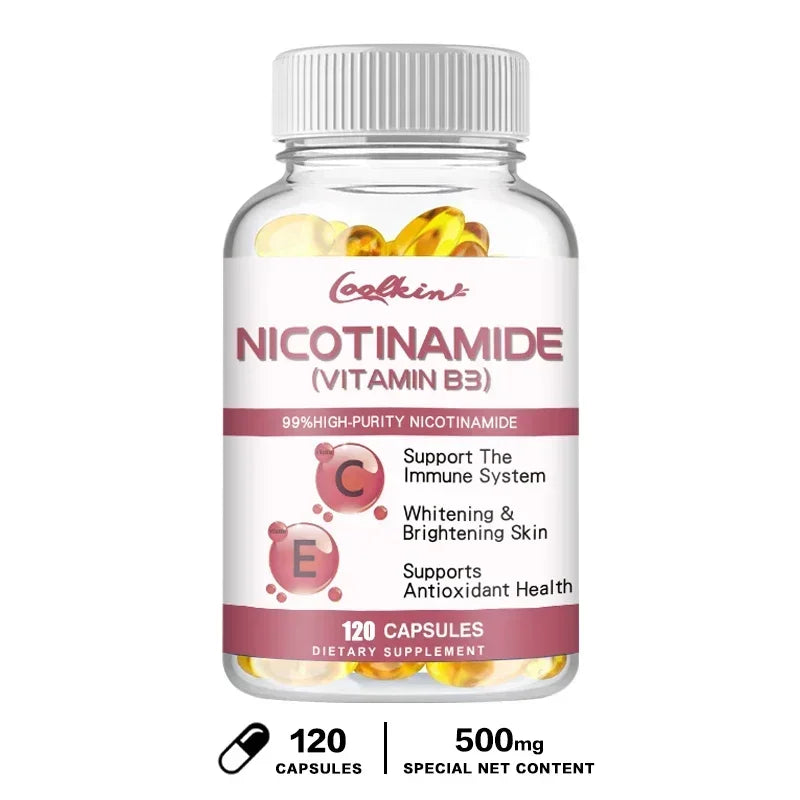 Niacinamide Whitening Capsules - with Vitamin B3, Supports Skin and Immune Health, Reduces Wrinkles and Fights Aging, Non-GMO 120 Capsules