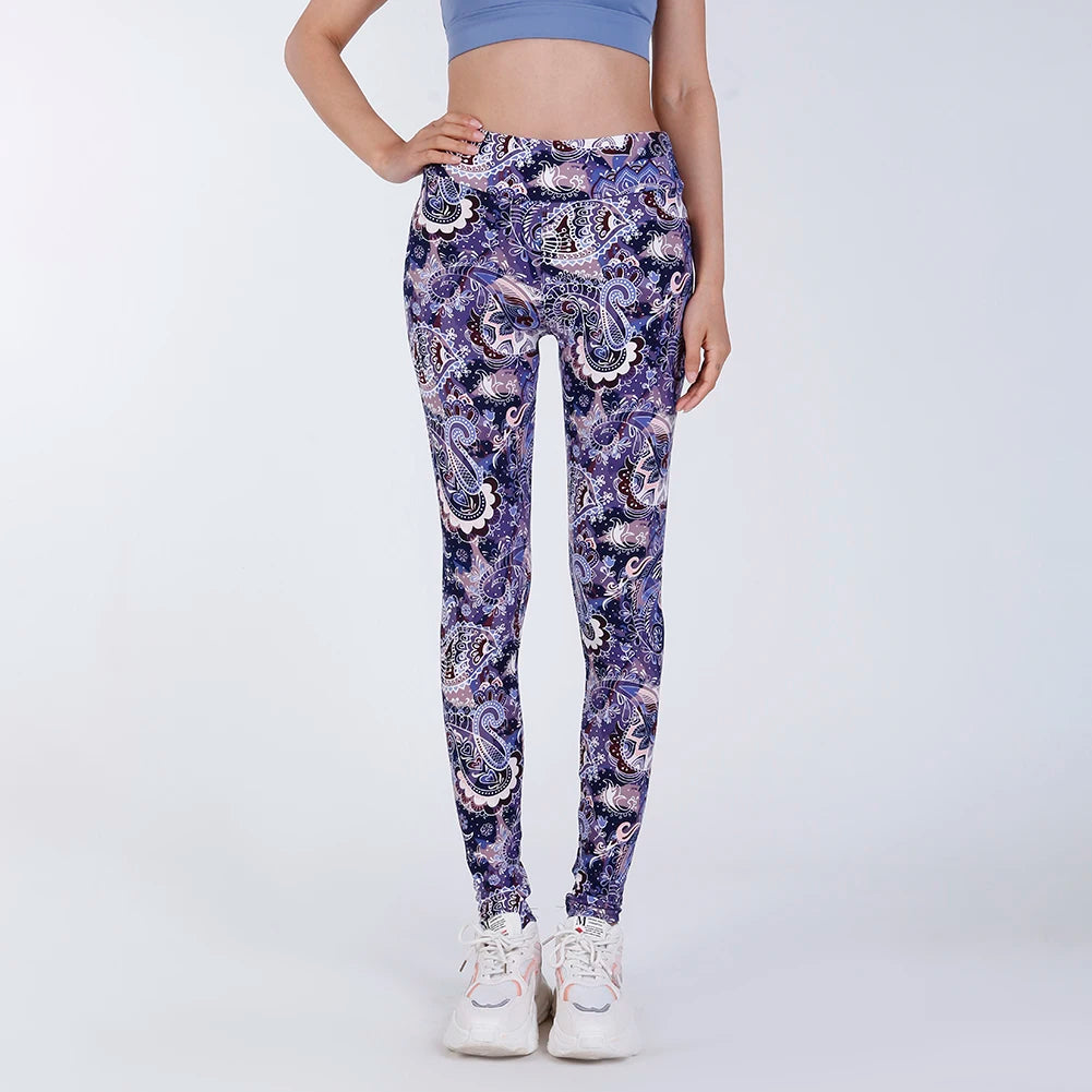 CUHAKCI High Waist Animal Printed Leggings Soft Stretchy Women Sexy Leopard Print Pencil Pants Sport Fitness Yoga Leggings S-2XL Dark Blue cashew