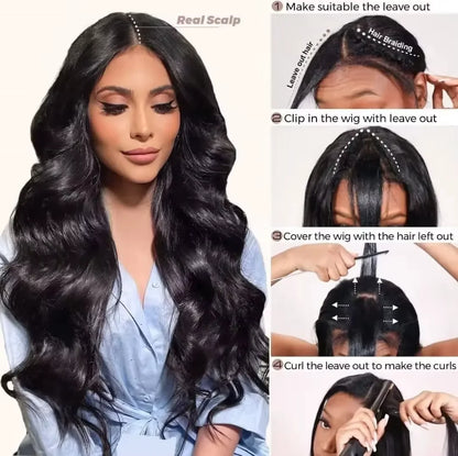 Body Wave V Part Wigs Human Hair 250% Density For Women Full Head Clip In Half Wig No Leave Out Body Wave Wig For Black Women Badiee Stylez