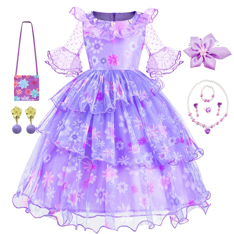 Encanto Princess Costume Isabella Dress Suit Charm for Girls Cosplay Isabela Carnival Christmas Birthday Party Mirabel Clothes Charm Isabella 6